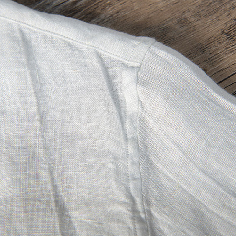 Buddha Stones 無地 半袖 綿麻シャツ メンズ プルオーバー カジュアル 夏用 - image 14