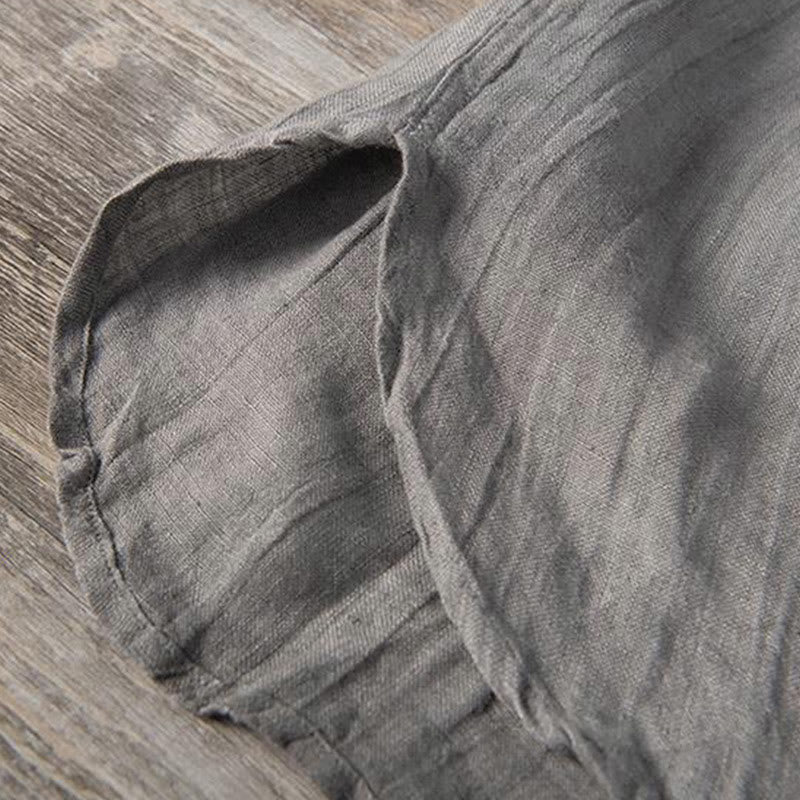 Buddha Stones 無地 半袖 綿麻シャツ メンズ プルオーバー カジュアル 夏用 - image 10