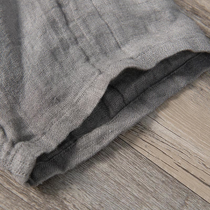 Buddha Stones 無地 半袖 綿麻シャツ メンズ プルオーバー カジュアル 夏用 - image 8