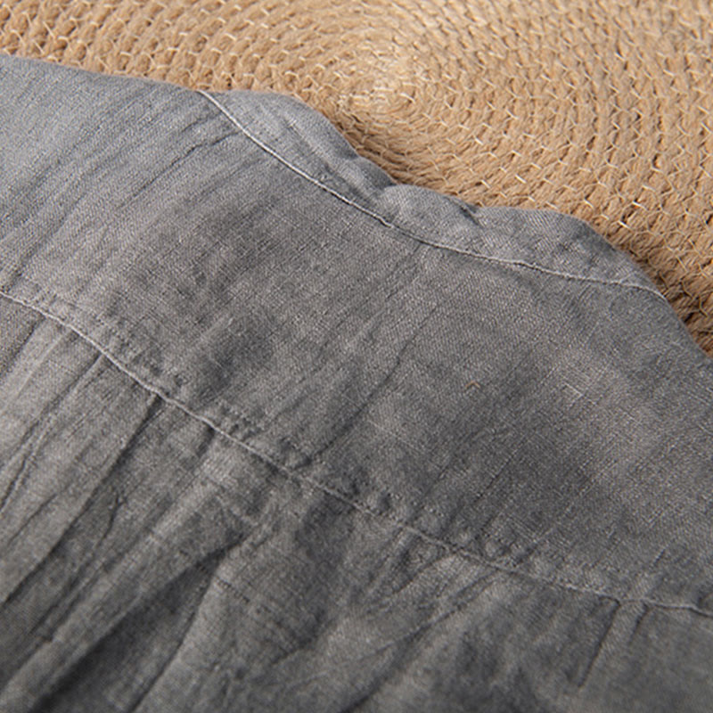 Buddha Stones 無地 半袖 綿麻シャツ メンズ プルオーバー カジュアル 夏用 - image 4