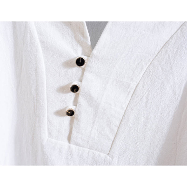 Buddha Stones 2点セット 無地 コットン ボタン 半袖 Tシャツ パンツ メンズ セット - image 5