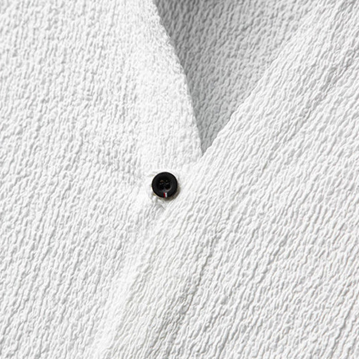 Buddha Stones メンズ 無地 半袖シャツ＆パンツ テクスチャボタン付き 2点セット - image 5