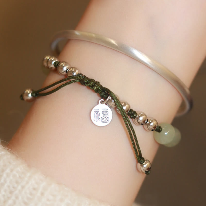 Buddha Stones925 スターリングシルバー 天然翡翠 フーキャラクター 竹の豊穣のブレスレット - image 10