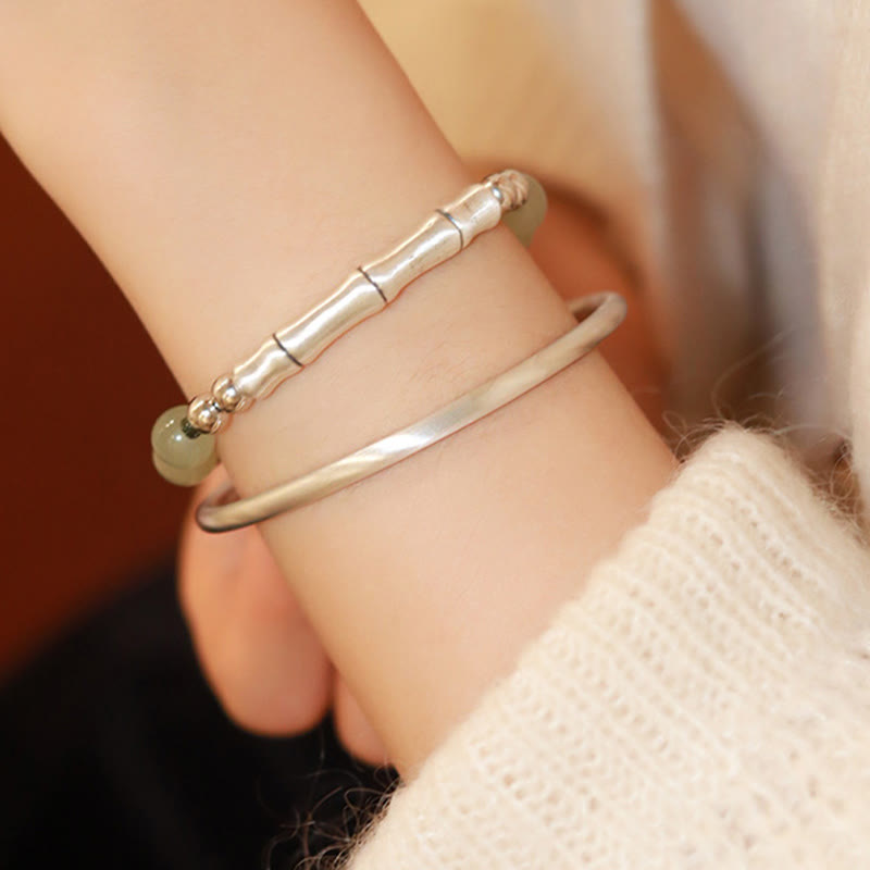 Buddha Stones925 スターリングシルバー 天然翡翠 フーキャラクター 竹の豊穣のブレスレット - image 13