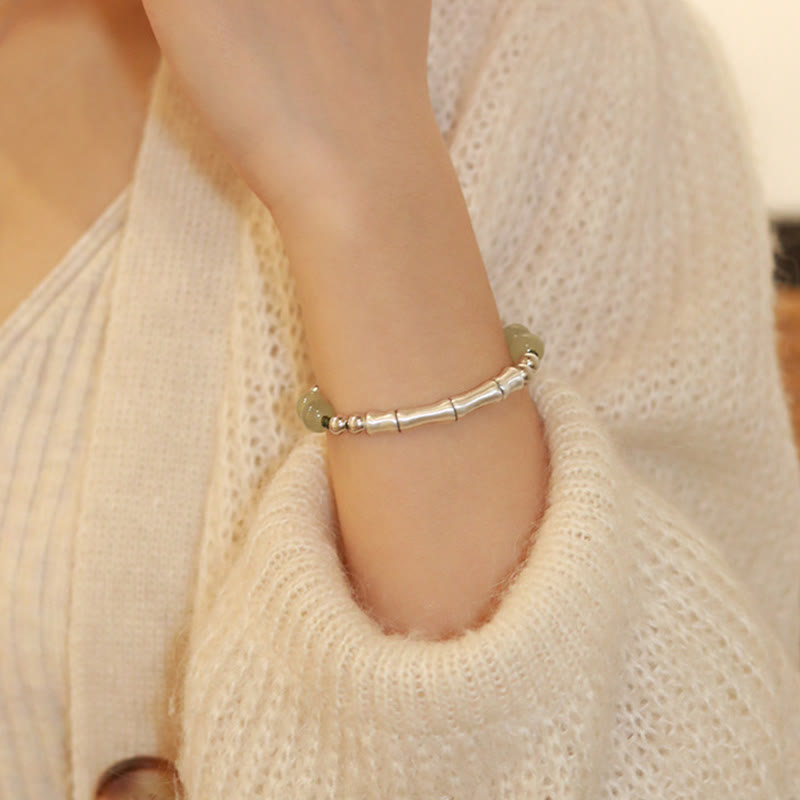 Buddha Stones925 スターリングシルバー 天然翡翠 フーキャラクター 竹の豊穣のブレスレット - image 12