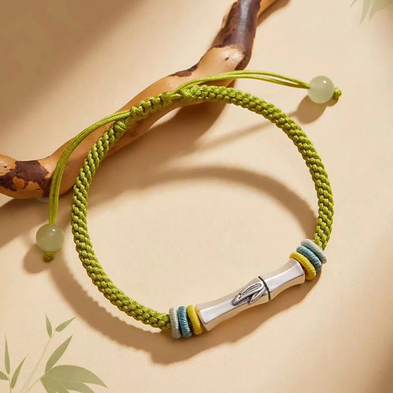 Buddha Stones999スターリングシルバー赤紐バンブー エンライトメントブレスレット - image 2