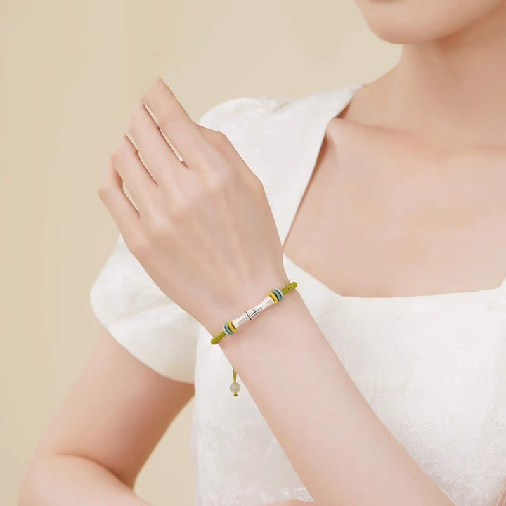 Buddha Stones999スターリングシルバー赤紐バンブー エンライトメントブレスレット - image 4