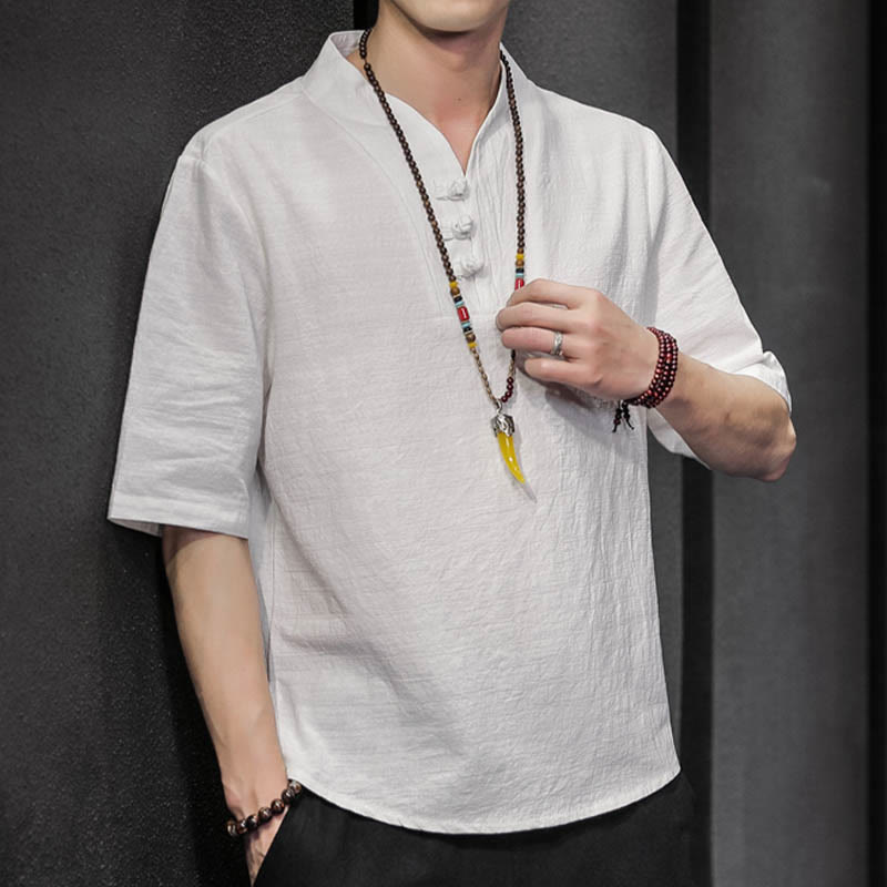 Buddha Stonesカジュアル サマー ハーフスリーブ シャツ コットン メンズ ウェア - image 6