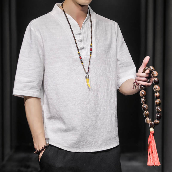 Buddha Stonesカジュアル サマー ハーフスリーブ シャツ コットン メンズ ウェア - image 7