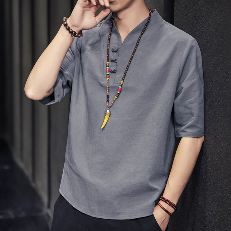 Buddha Stonesカジュアル サマー ハーフスリーブ シャツ コットン メンズ ウェア - image 24