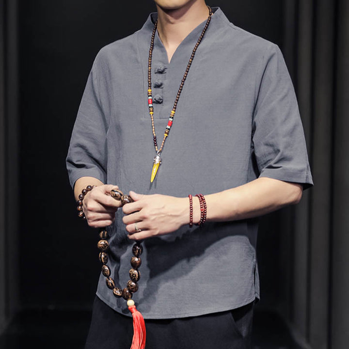 Buddha Stonesカジュアル サマー ハーフスリーブ シャツ コットン メンズ ウェア - image 22