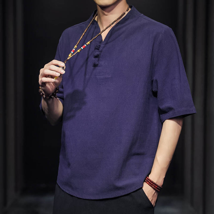 Buddha Stonesカジュアル サマー ハーフスリーブ シャツ コットン メンズ ウェア - image 27