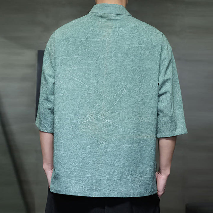 Buddha Stonesメンズ 中国風 カエルボタン 唐装 半袖 コットンリネン シャツ - image 7