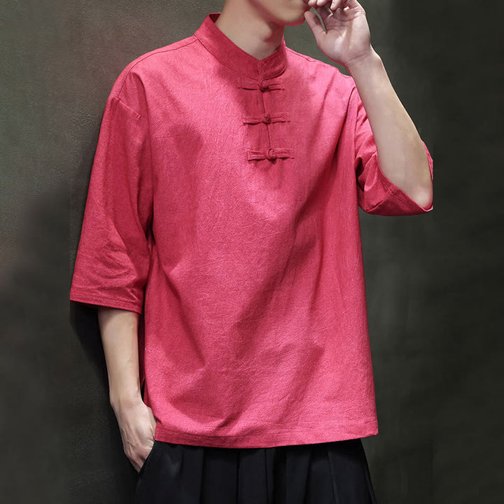 Buddha Stonesメンズ 中国風 カエルボタン 唐装 半袖 コットンリネン シャツ - image 19