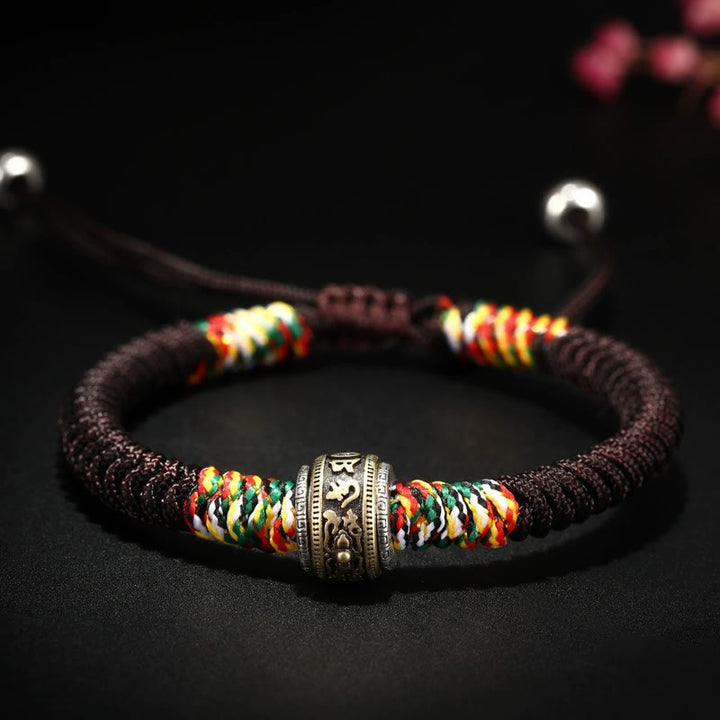 Buddha Stones925スターリングシルバーオーム・マニ・パドメ・フムキングコングノット 信仰ブレスレット - ブラウン（手首周り：14～21cm） - オーム・マニ・パドメ・フム - image 20