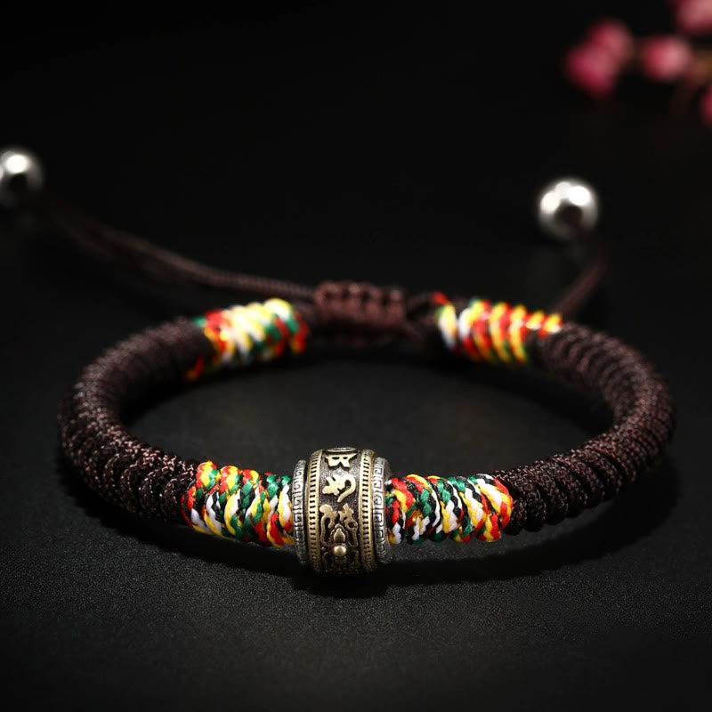Buddha Stones925スターリングシルバーオーム・マニ・パドメ・フムキングコングノット 信仰ブレスレット