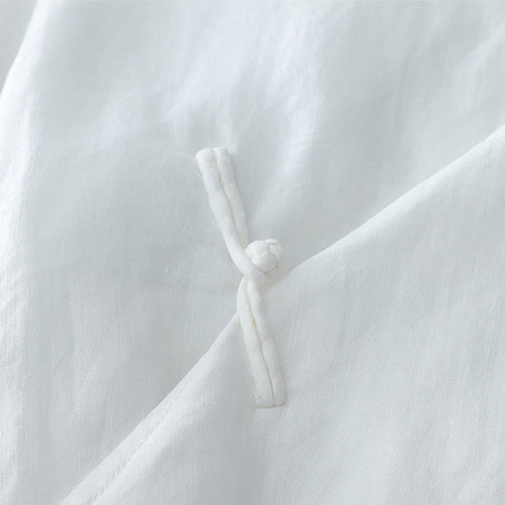 Buddha Stones無地 フロッグボタン 七分袖 ダブルレイヤー コットンリネンシャツ - image 3