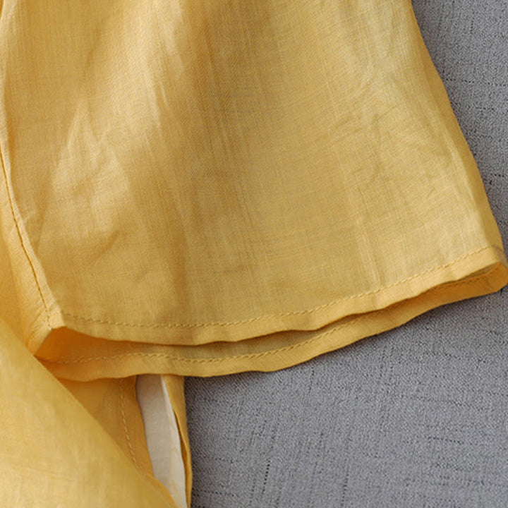 Buddha Stones無地 フロッグボタン 七分袖 ダブルレイヤー コットンリネンシャツ - image 12