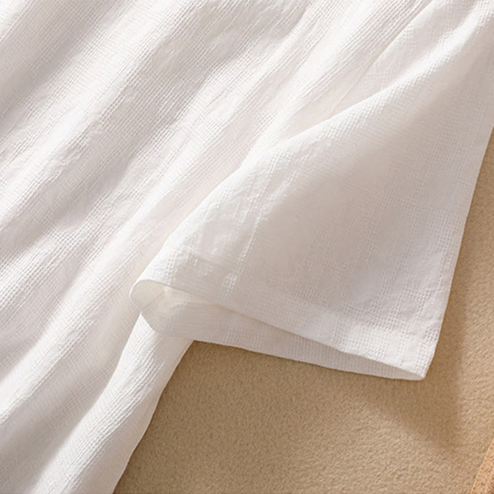 Buddha Stones梅刺繍カエルボタン半袖コットンリネンシャツ - image 29