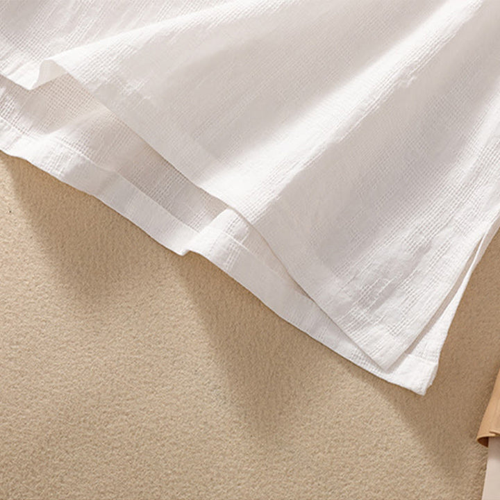 Buddha Stones梅刺繍カエルボタン半袖コットンリネンシャツ - image 31