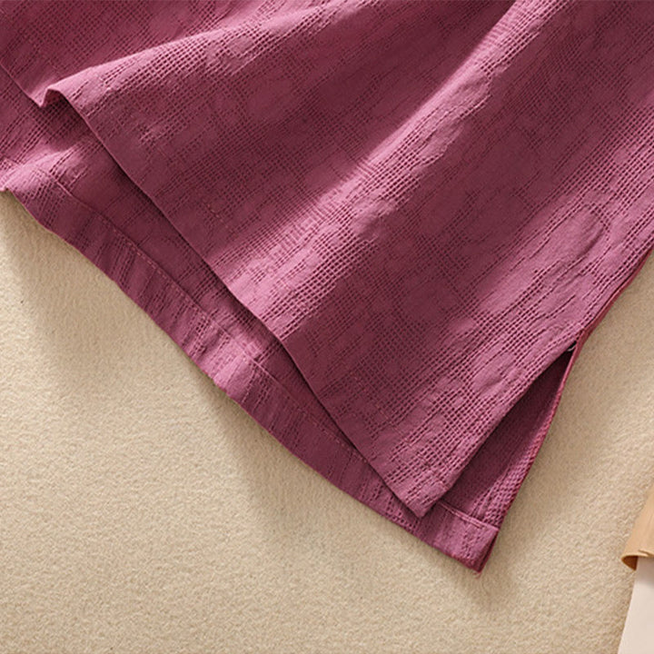 Buddha Stones梅刺繍カエルボタン半袖コットンリネンシャツ - image 39