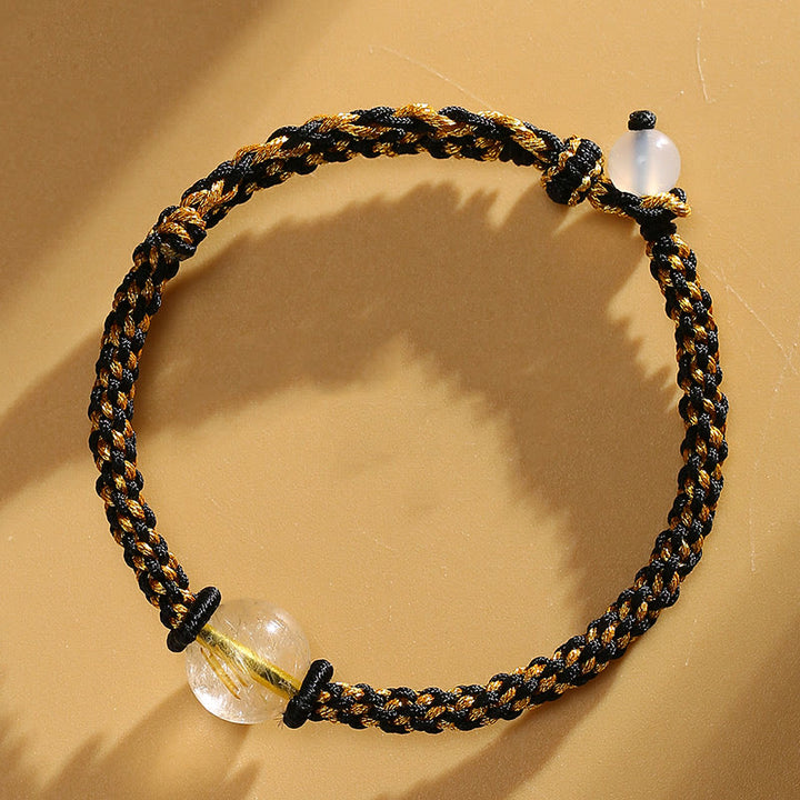 Buddha Stonesハンドメイドレッドアゲートアメジストゴールデンルチルクォーツピンククリスタルビーズカーム編みブレスレット