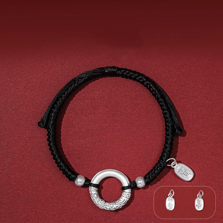 Buddha Stones 925スターリングシルバー ブラックオニキス平和のお守りチャームフーキャラクターチャームブレスレット - ピースバックル＆シルバービーズ ピースアンドジョイチャーム（手首周り14～26cm） - image 9