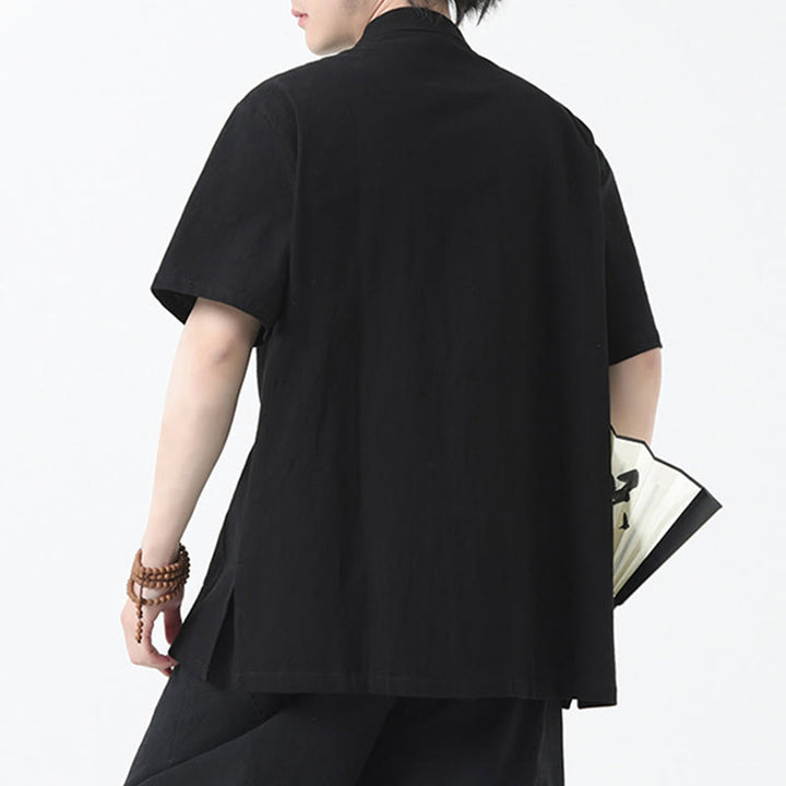 Buddha Stonesカエルボタン 中国唐装 半袖シャツ リネン メンズ ポケット付き - image 4