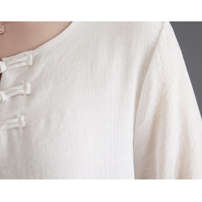 Buddha Stones 2点 カエルボタン 長袖シャツ ワイドレッグパンツ 瞑想用 コットンリネン 服 - image 10