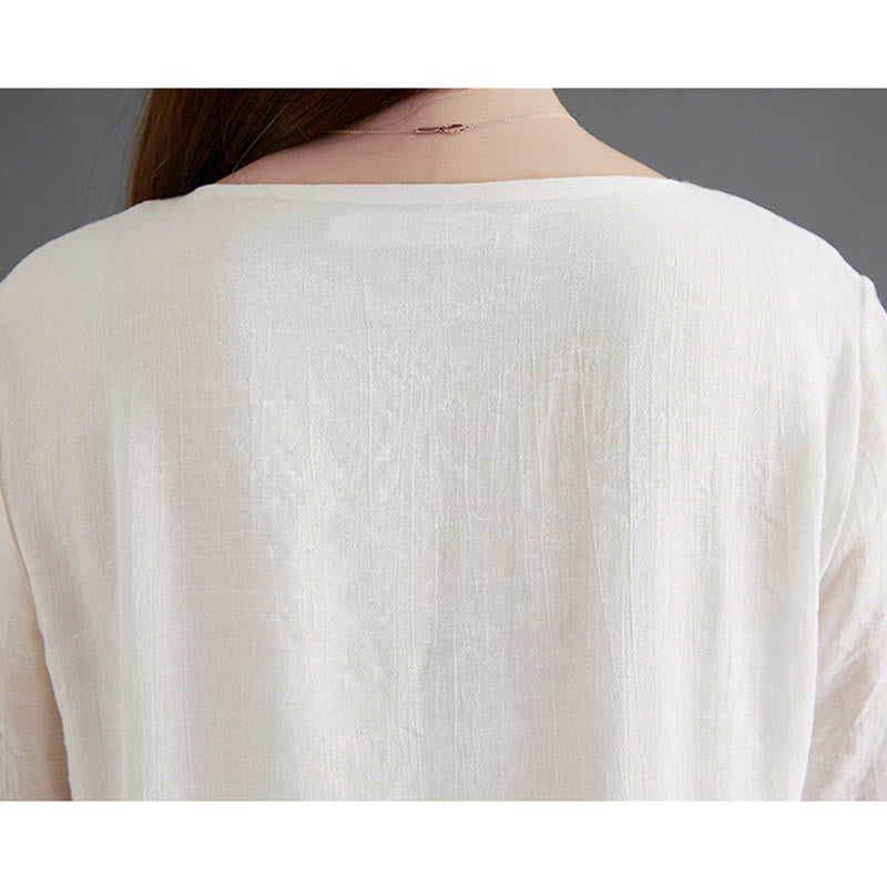 Buddha Stones 2点 カエルボタン 長袖シャツ ワイドレッグパンツ 瞑想用 コットンリネン 服 - image 11