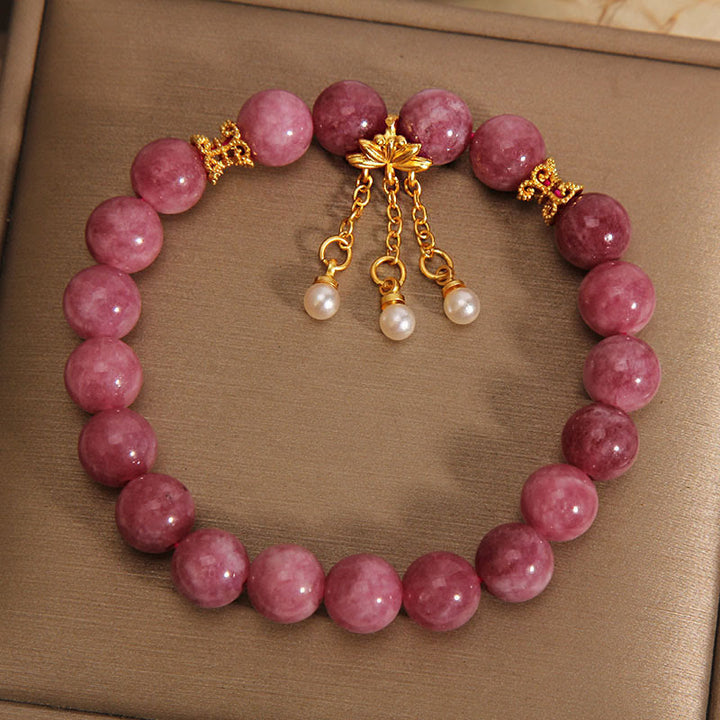 Buddha Stonesピンクトルマリン 蓮の花 ポジティブブレスレット
