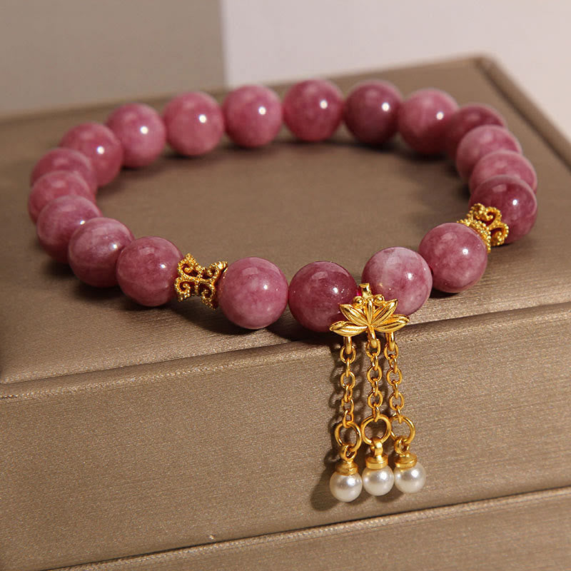 Buddha Stonesピンクトルマリン 蓮の花 ポジティブブレスレット