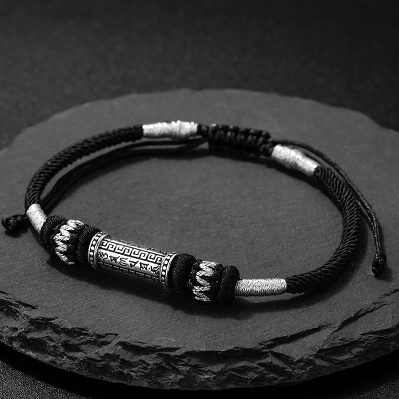 Buddha Stones925スターリングシルバーオーム・マニ・パドメ・フムウィズダム編みロープブレスレット - image 3