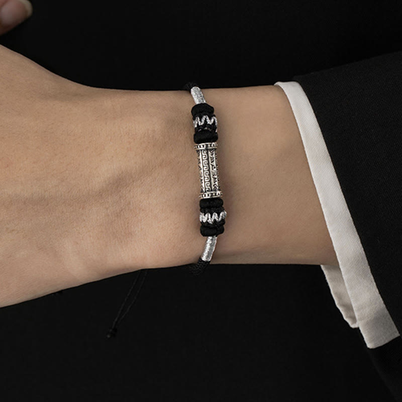 Buddha Stones925スターリングシルバーオーム・マニ・パドメ・フムウィズダム編みロープブレスレット - image 10