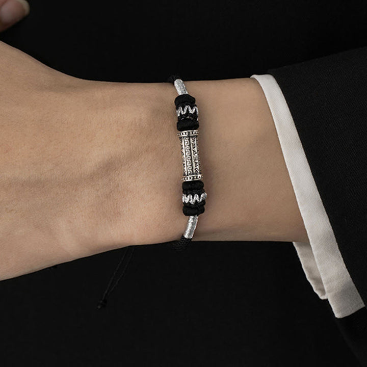 Buddha Stones925スターリングシルバーオーム・マニ・パドメ・フムウィズダム編みロープブレスレット - image 10
