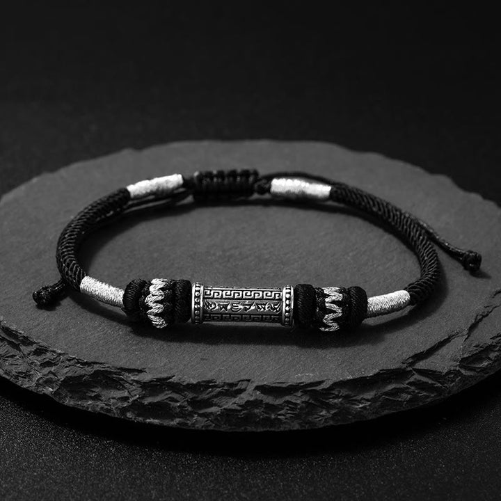 Buddha Stones925スターリングシルバーオーム・マニ・パドメ・フムウィズダム編みロープブレスレット - image 2