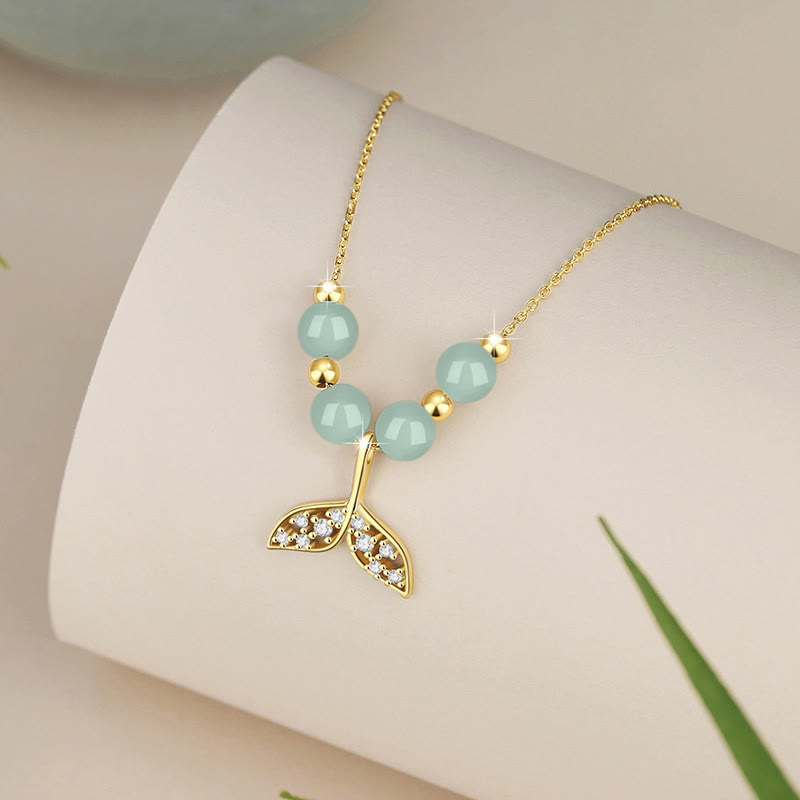 Buddha Stones925 スターリングシルバー 和田翡翠ビーズ フィッシュテール 幸運のネックレスペンダント - image 1