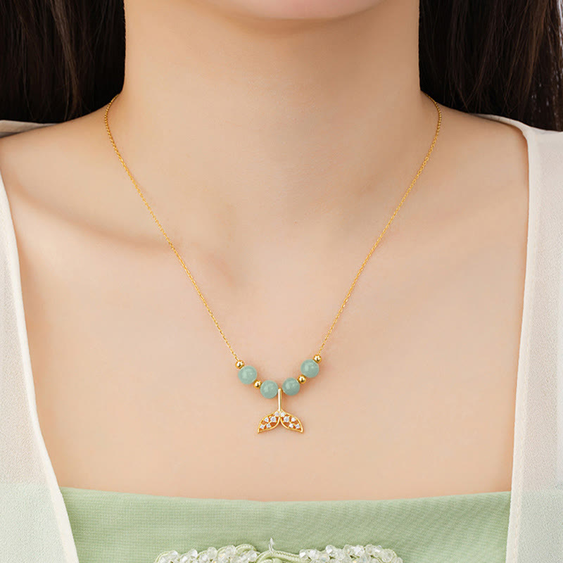 Buddha Stones925 スターリングシルバー 和田翡翠ビーズ フィッシュテール 幸運のネックレスペンダント - image 4