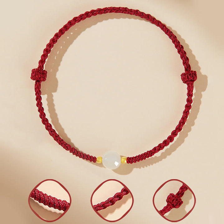 Buddha Stones手作りラウンド翡翠幸運ビーズ繁栄編みブレスレット