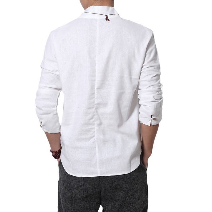 Buddha StonesカジュアルVネック長袖シャツ メンズ服 - image 3