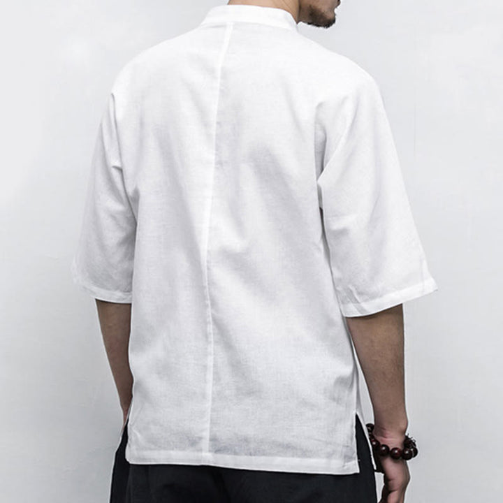 Buddha Stones中国風 カエルボタン 唐装 禅 半袖シャツ リネン メンズ 服 - image 9