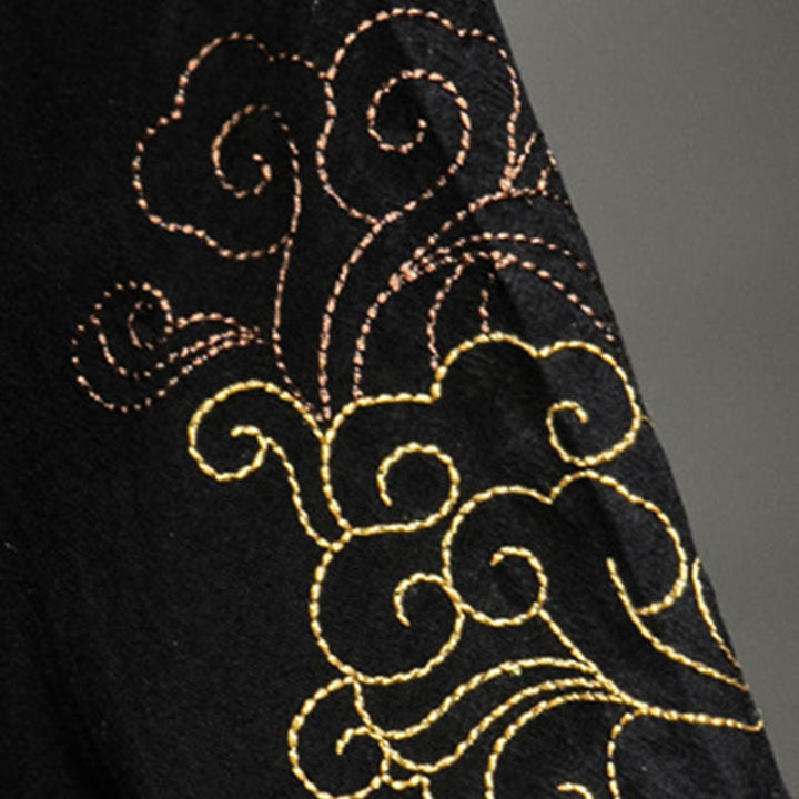 Buddha Stonesカエルボタン 中国龍 吉兆 雲 刺繍 半袖シャツ コットンリネン メンズ 服 - image 10