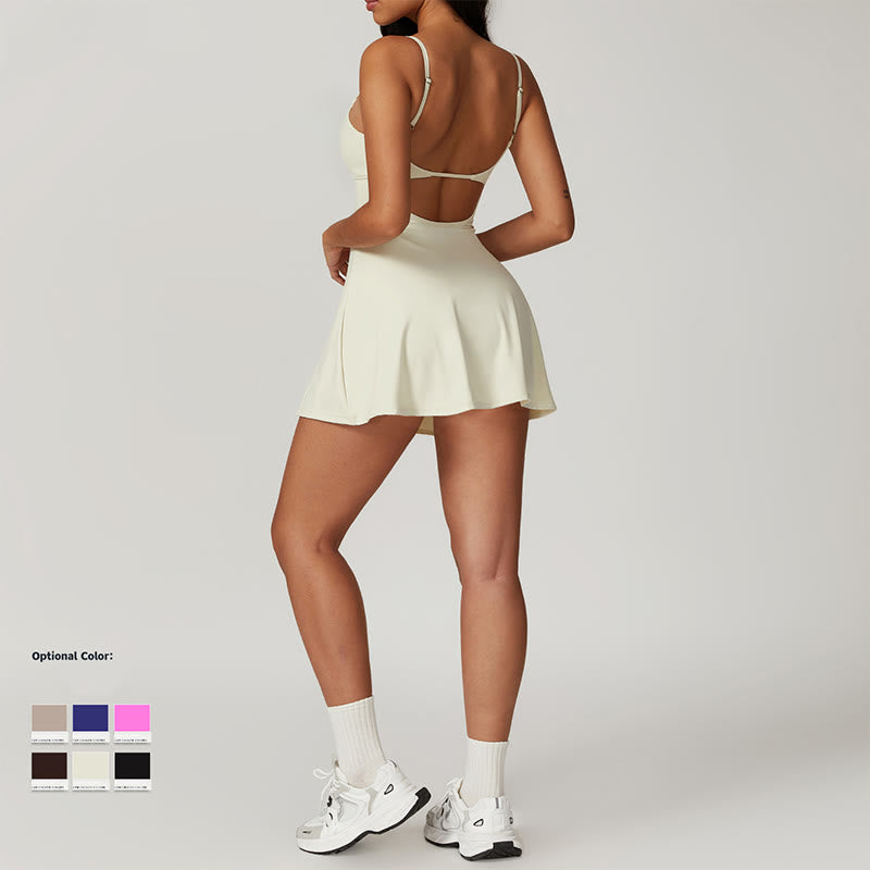 Buddha Stones無地 バックレス テニス ヨガ レディース スポーツドレス - image 7