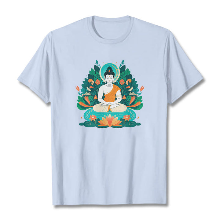 Buddha Stones、花、草、蓮、菩薩Tシャツ - ライトシアン - 2XL - image 18