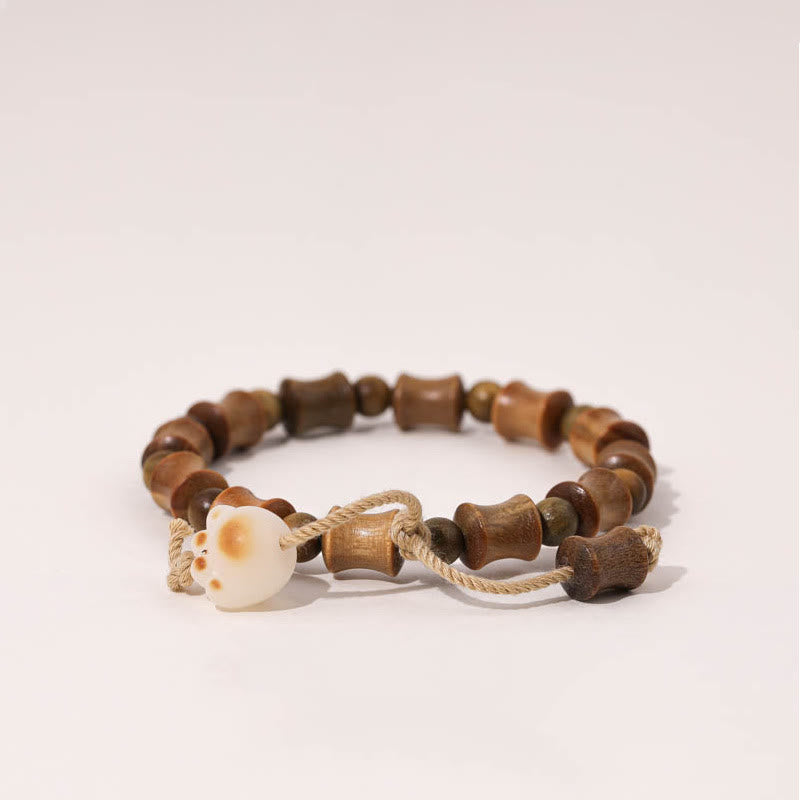 Buddha Stones緑白檀 菩提樹 猫爪 竹 平和ブレスレット - image 2