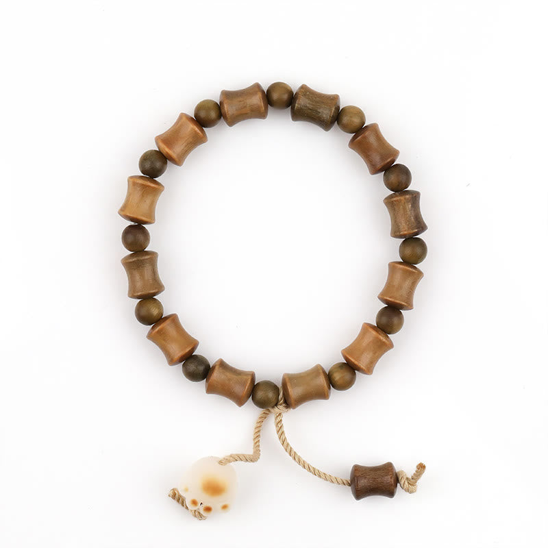 Buddha Stones緑白檀 菩提樹 猫爪 竹 平和ブレスレット - image 6