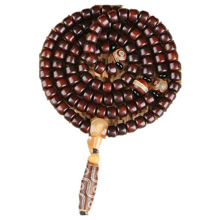 Buddha Stones 108 個入りMalaビーズ 三目玉 九目玉 翡翠 幸運ブレスレット