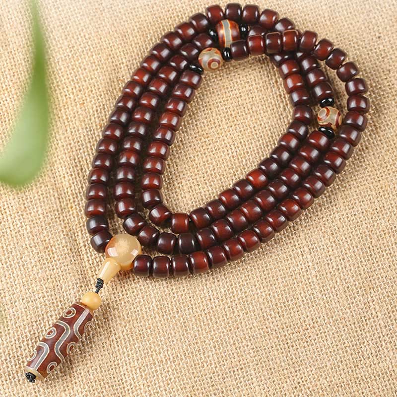 Buddha Stones 108 個入りMalaビーズ 三目玉 九目玉 翡翠 幸運ブレスレット