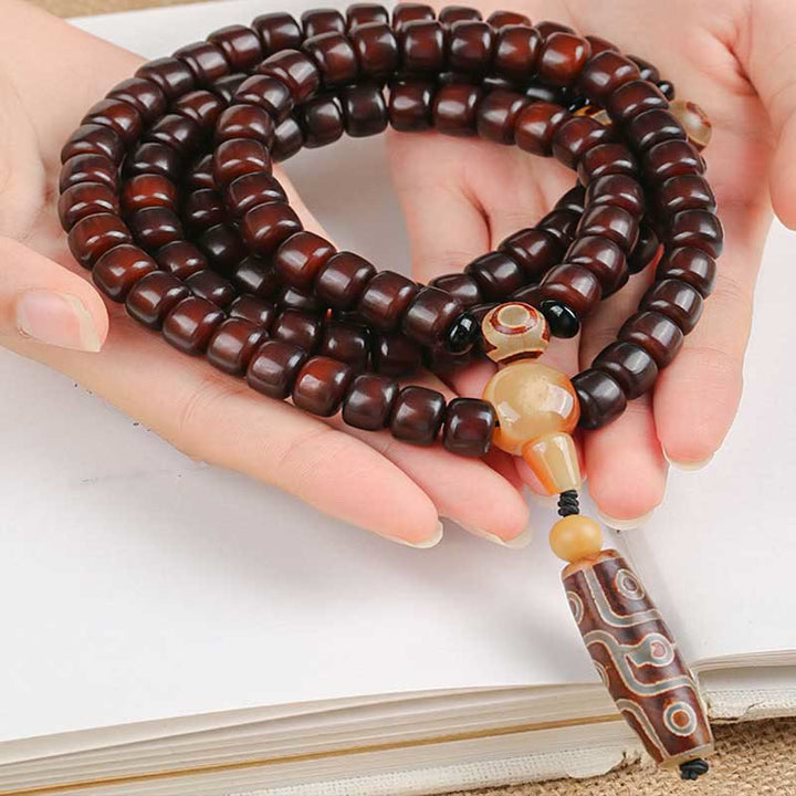 Buddha Stones 108 個入りMalaビーズ 三目玉 九目玉 翡翠 幸運ブレスレット