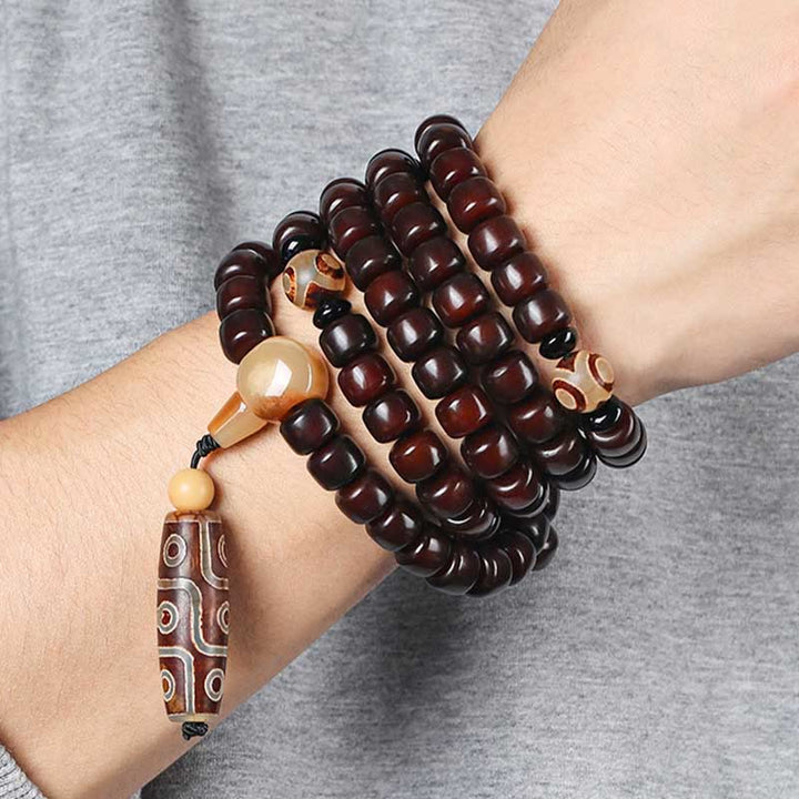 Buddha Stones 108 個入りMalaビーズ 三目玉 九目玉 翡翠 幸運ブレスレット